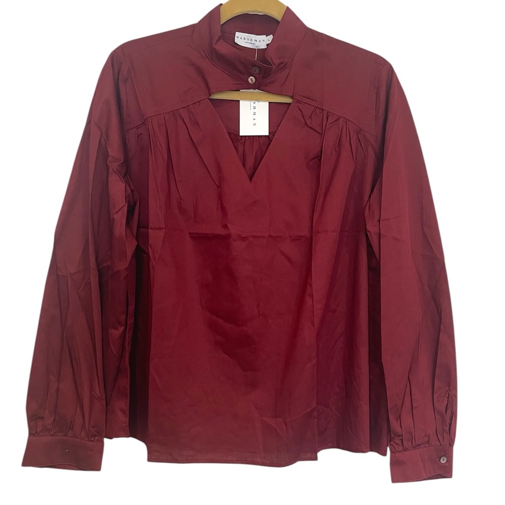 Harshman Maroon Long Sleeve Blouse